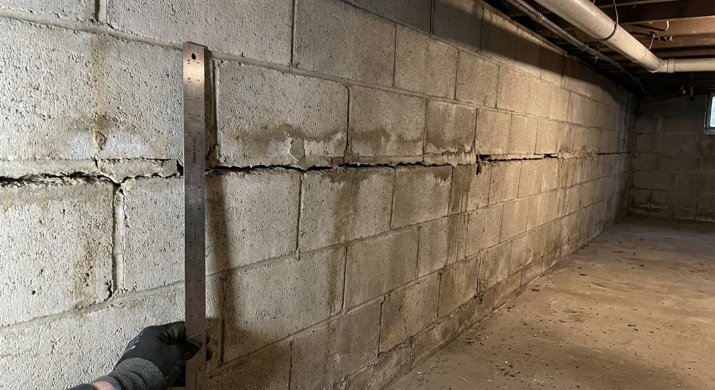 Bowing wall before repair